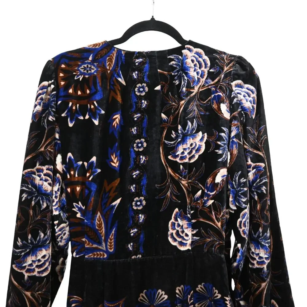 Farm Rio Arabesque Mix Scarves Wrap Velvet Mini Dress Size L - Picture 4 of 12